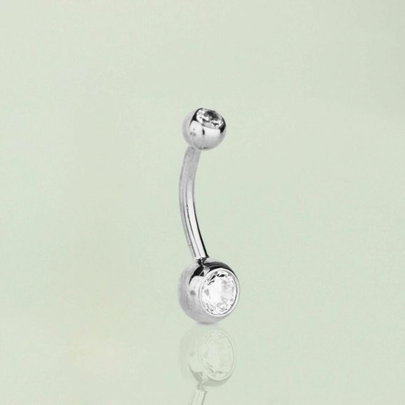 Solid 14k Yellow or White Gold Belly Button Ball Body Jewelry Piercing - Picture 4 of 4